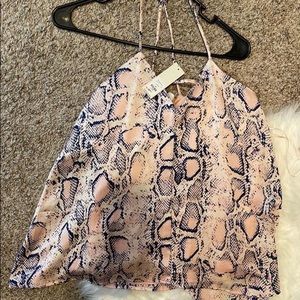Pink, White, Blue Snakeskin Silk Cami